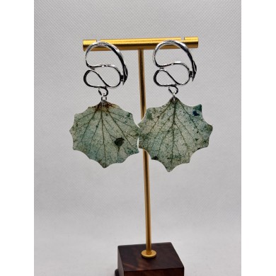 EDICIÓN PLATA pendientes artesanos de hoja natural