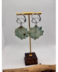 EDICIÓN PLATA pendientes artesanos de hoja natural