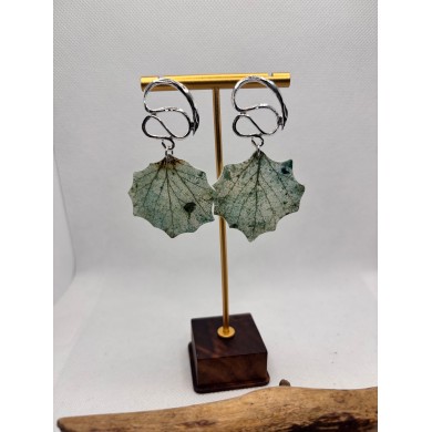 EDICIÓN PLATA pendientes artesanos de hoja natural