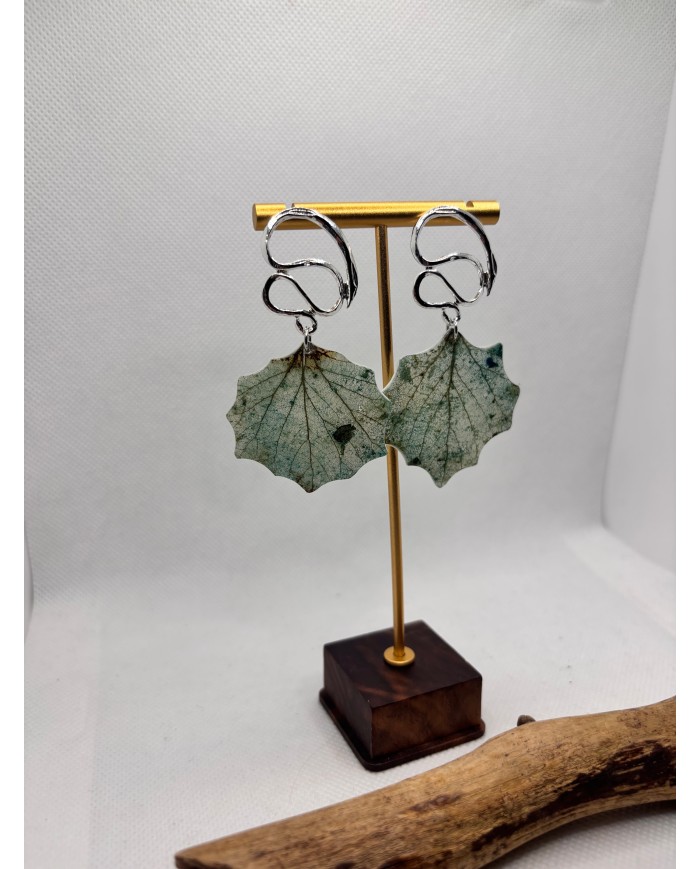 EDICIÓN PLATA pendientes artesanos de hoja natural
