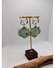 EDICIÓN PLATA pendientes artesanos de hoja natural