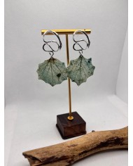 EDICIÓN PLATA pendientes artesanos de hoja natural