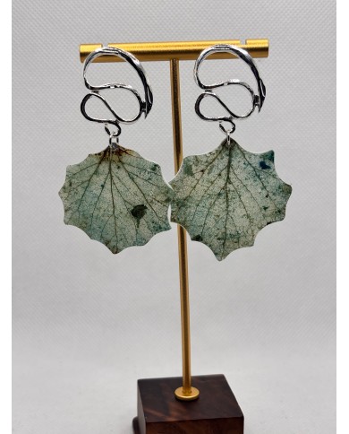 EDICIÓN PLATA pendientes artesanos de hoja natural