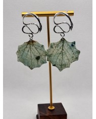 EDICIÓN PLATA pendientes artesanos de hoja natural