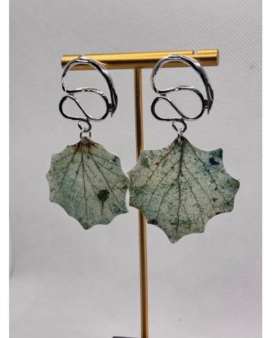 EDICIÓN PLATA pendientes artesanos de hoja natural