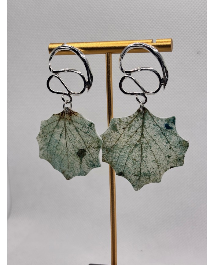 EDICIÓN PLATA pendientes artesanos de hoja natural