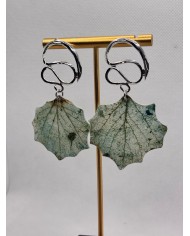 EDICIÓN PLATA pendientes artesanos de hoja natural