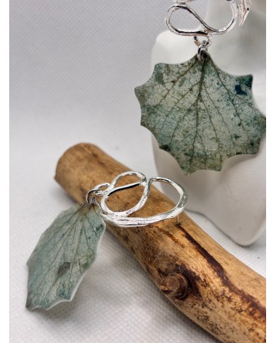 EDICIÓN PLATA pendientes artesanos de hoja natural