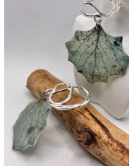 EDICIÓN PLATA pendientes artesanos de hoja natural