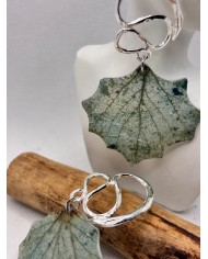 EDICIÓN PLATA pendientes artesanos de hoja natural
