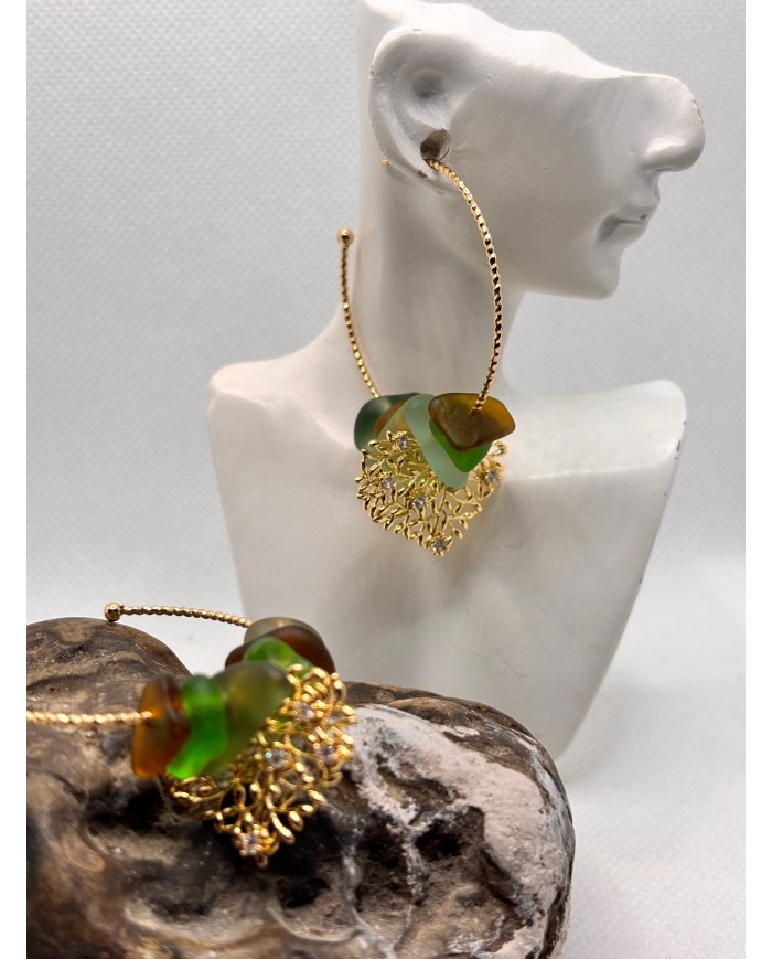 EDICIÓN LIMITADA pendientes artesanos de cristal marino