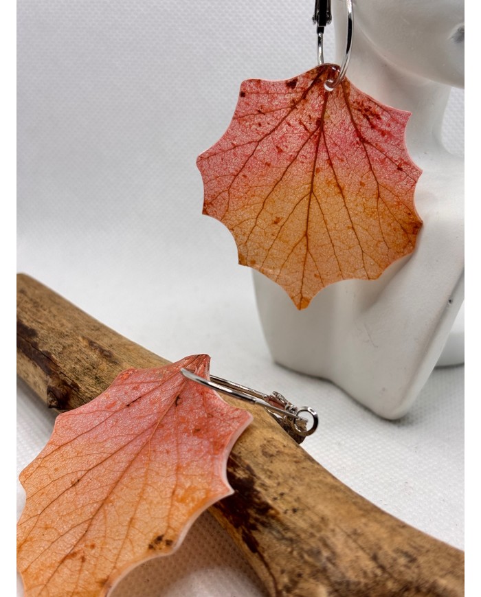 EDICIÓN LIMITADA pendientes artesanos de hoja de álamo