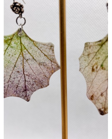 EDICIÓN PLATA pendientes artesanos de hoja natural