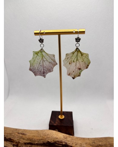 EDICIÓN PLATA pendientes artesanos de hoja natural