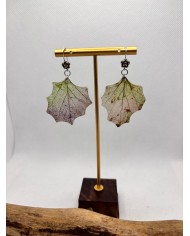 EDICIÓN PLATA pendientes artesanos de hoja natural