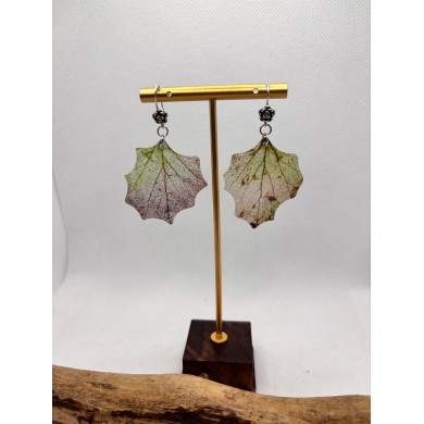 EDICIÓN PLATA pendientes artesanos de hoja natural