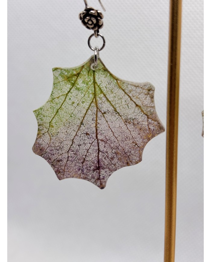 EDICIÓN PLATA pendientes artesanos de hoja natural