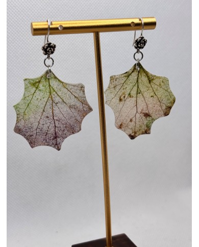 EDICIÓN PLATA pendientes artesanos de hoja natural