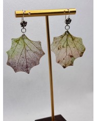 EDICIÓN PLATA pendientes artesanos de hoja natural