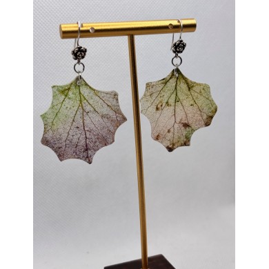 EDICIÓN PLATA pendientes artesanos de hoja natural