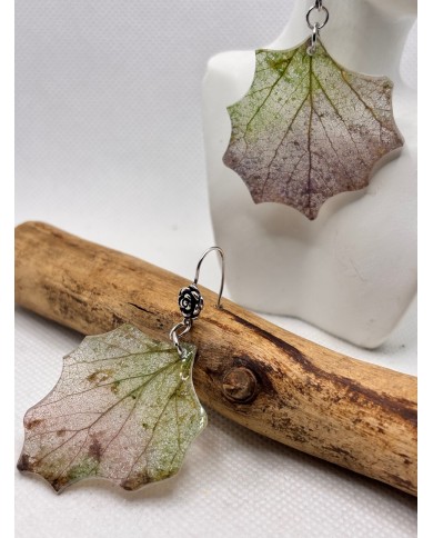 EDICIÓN PLATA pendientes artesanos de hoja natural