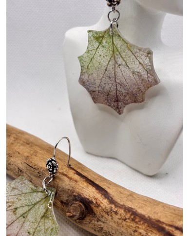 EDICIÓN PLATA pendientes artesanos de hoja natural