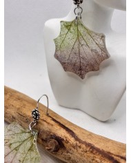 EDICIÓN PLATA pendientes artesanos de hoja natural