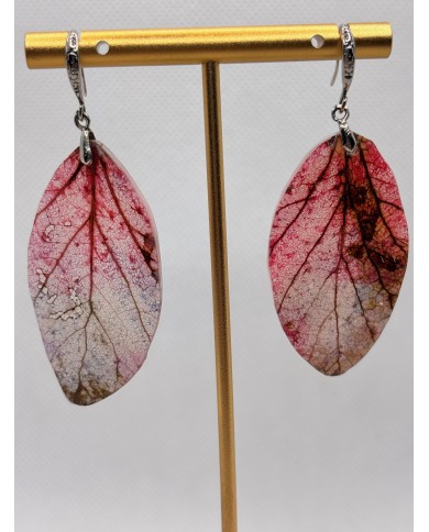 EDICIÓN PLATA pendientes artesanos de hoja natural