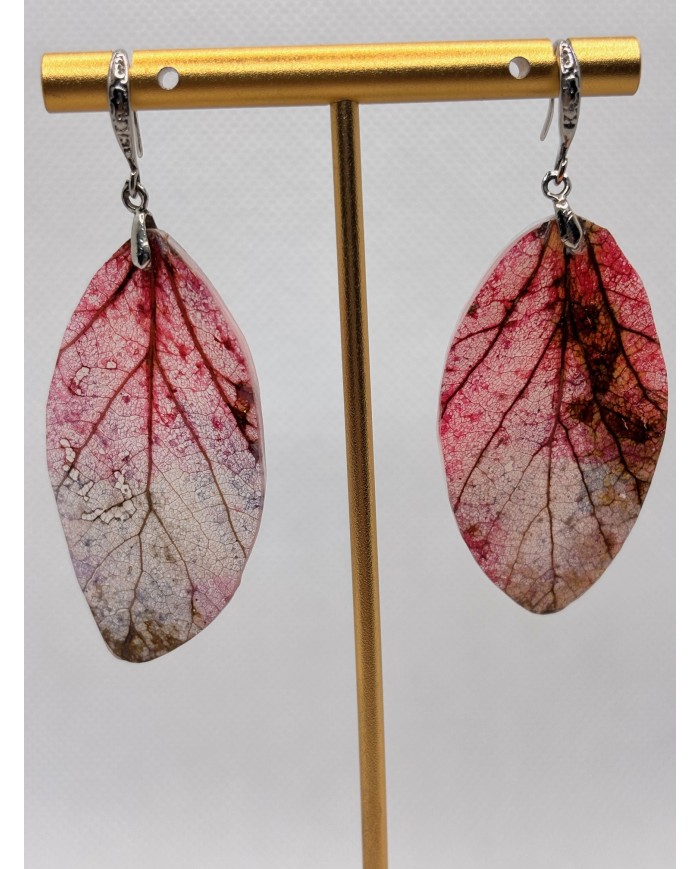 EDICIÓN PLATA pendientes artesanos de hoja natural