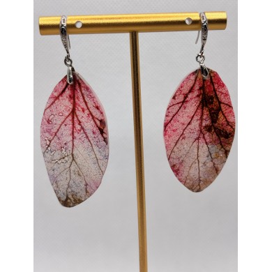 EDICIÓN PLATA pendientes artesanos de hoja natural