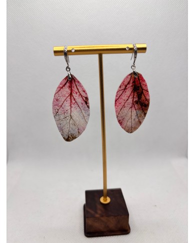 EDICIÓN PLATA pendientes artesanos de hoja natural