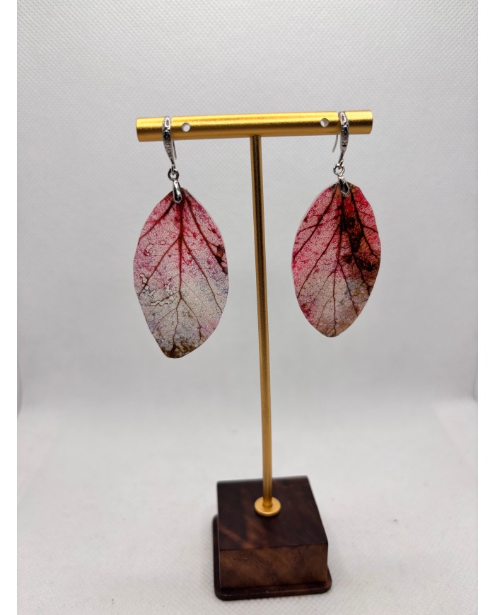 EDICIÓN PLATA pendientes artesanos de hoja natural