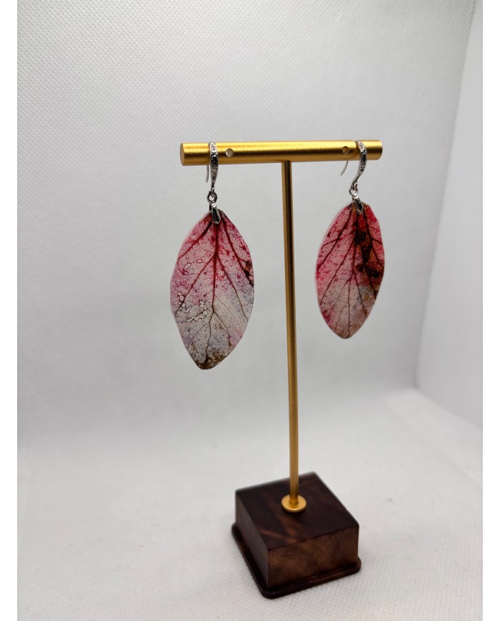 EDICIÓN PLATA pendientes artesanos de hoja natural