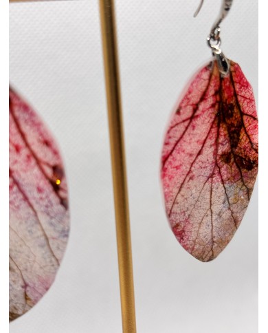 EDICIÓN PLATA pendientes artesanos de hoja natural