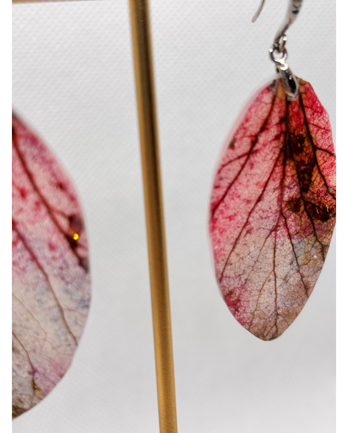 EDICIÓN PLATA pendientes artesanos de hoja natural