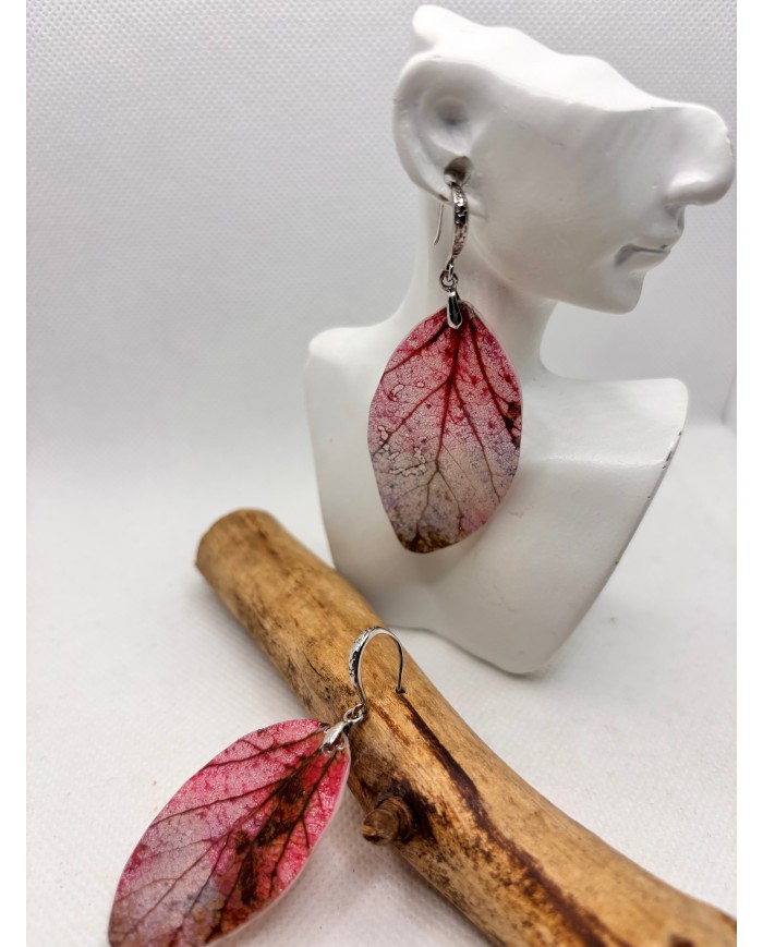 EDICIÓN PLATA pendientes artesanos de hoja natural