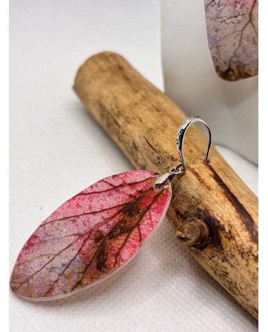 EDICIÓN PLATA pendientes artesanos de hoja natural