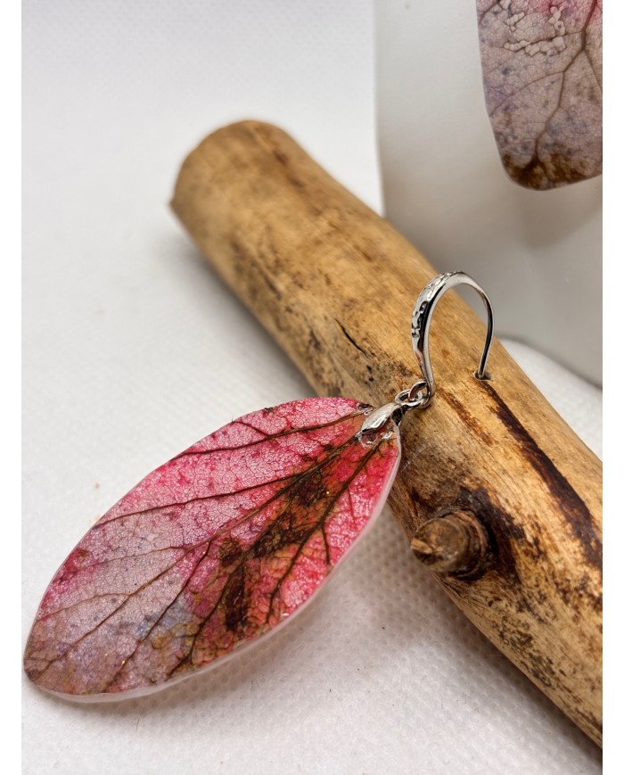 EDICIÓN PLATA pendientes artesanos de hoja natural