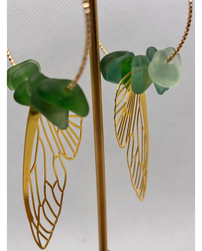 PENDIENTES DE CRISTAL MARINO artesanos