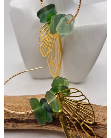 PENDIENTES DE CRISTAL MARINO artesanos