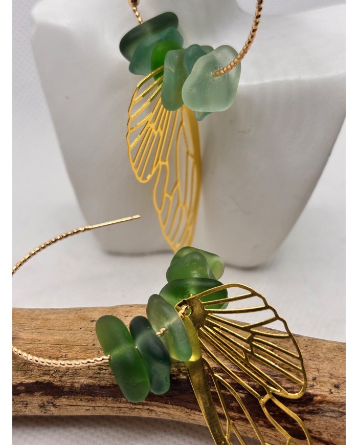 PENDIENTES DE CRISTAL MARINO artesanos