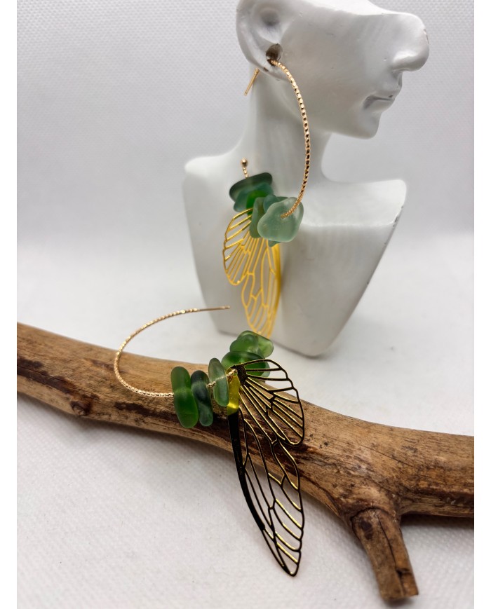 PENDIENTES DE CRISTAL MARINO artesanos