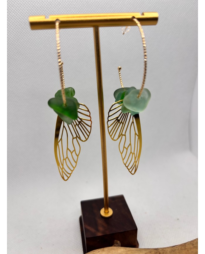 PENDIENTES DE CRISTAL MARINO artesanos