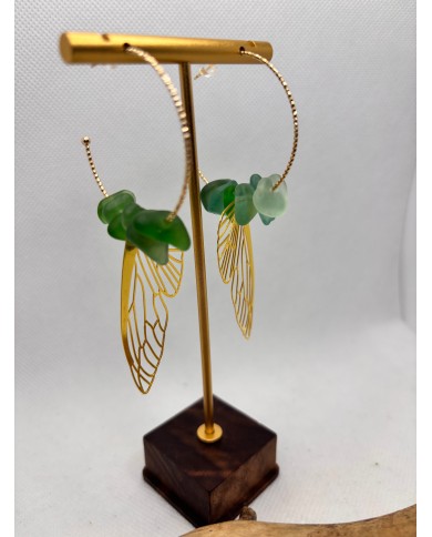 PENDIENTES DE CRISTAL MARINO artesanos