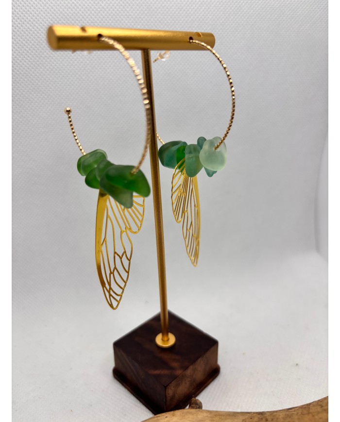 PENDIENTES DE CRISTAL MARINO artesanos