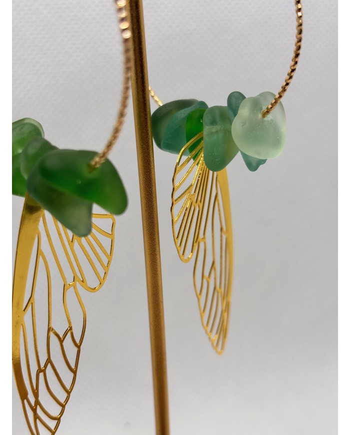 PENDIENTES DE CRISTAL MARINO artesanos