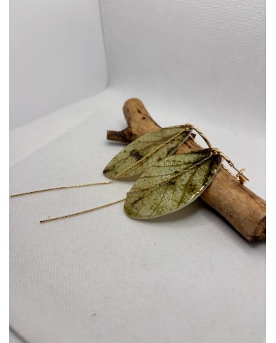 EDICIÓN LIMITADA pendientes artesanos de hoja natural esqueletizada