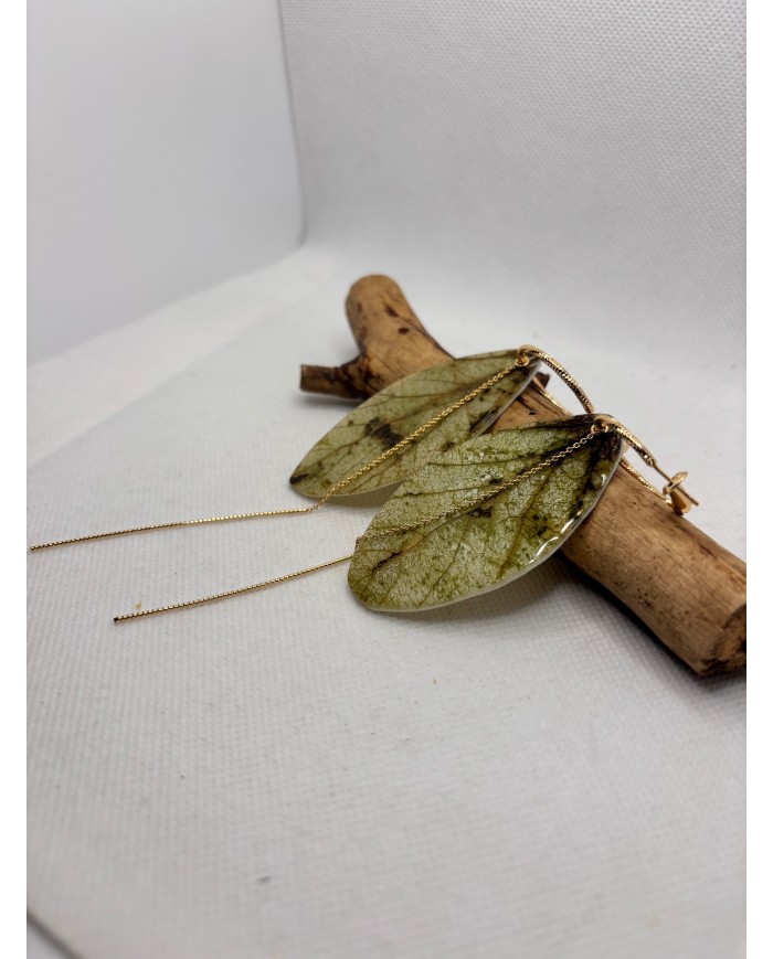EDICIÓN LIMITADA pendientes artesanos de hoja natural esqueletizada
