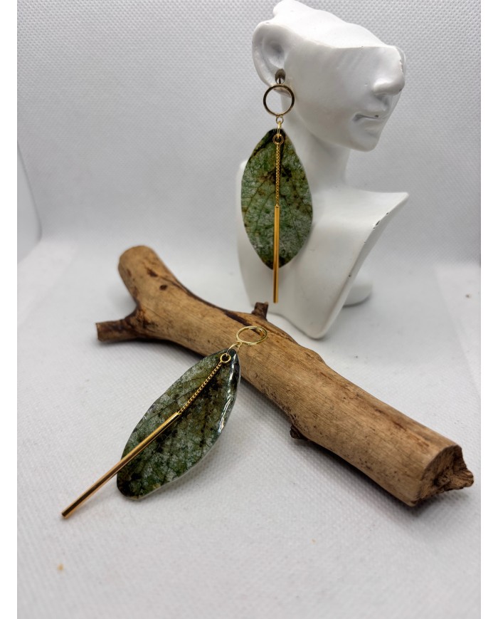 EDICIÓN LIMITADA pendientes artesanos de hoja natural esqueletizada