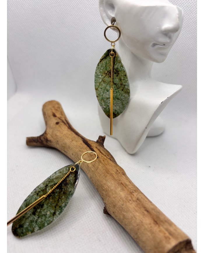 EDICIÓN LIMITADA pendientes artesanos de hoja natural esqueletizada